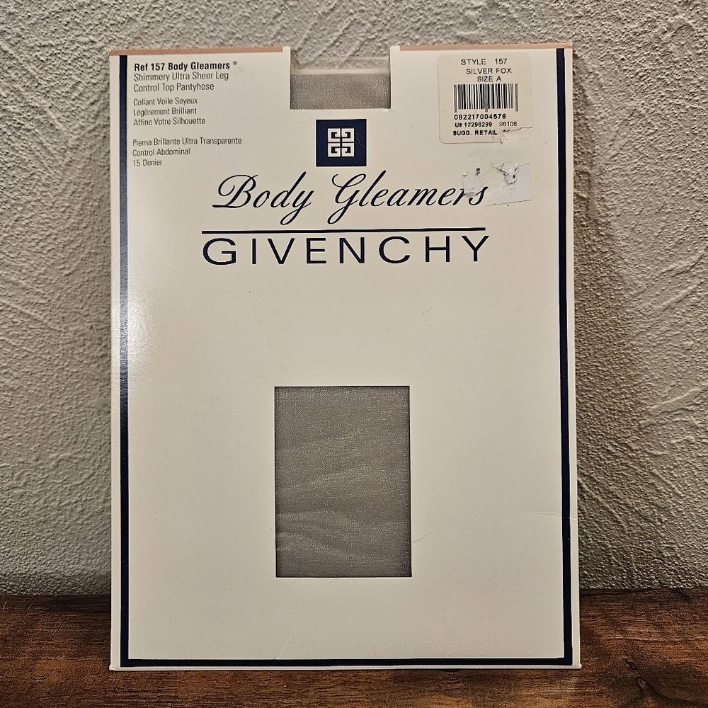 Vtg Givenchy Ref 157 Silver Shimmery Body Gleamers Control Top Pantyhose Sz A